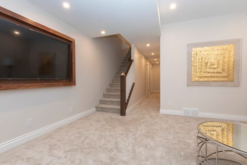 SASHA SEFTER / WINNIPEG FREE PRESS
The finished basement of a new home build at 95 Borebank street located in Winnipeg's River Heights suburb.
190415 - Monday, April 15, 2019.