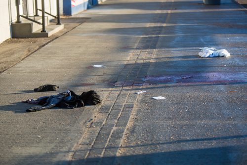 MIKAELA MACKENZIE/WINNIPEG FREE PRESS
Police investigate a serious assault at the 300 block of Pembina Highway in Winnipeg on Tuesday, April 16, 2019. 
Winnipeg Free Press 2019