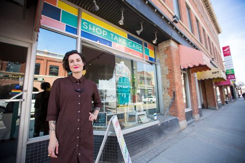 MIKAELA MACKENZIE/WINNIPEG FREE PRESS
Jillian Zdunich, owner of Shop Take Care, poses for a portrait in her sustainable fashion boutique in Winnipeg on Wednesday, April 17, 2019. 
Winnipeg Free Press 2019