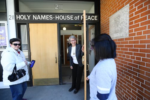 RUTH BONNEVILLE / WINNIPEG FREE PRESS 

LOCAL Sunday Feature  - Holy Names House of Peace


For Sunday feature April 24 
The Places We Meet: The doors of the downtown Holy Names House of Peace are open all day for downtown residents to pray, hang out, or attend a 12-step program meeting. 

Photo of Sr. Lesley Sacouman, executive coordinator, at the door to the chapel which is open 350 days of the year, on an average of 13 hours a day.  


See Brenda Suderman Story.


April 16, 2019