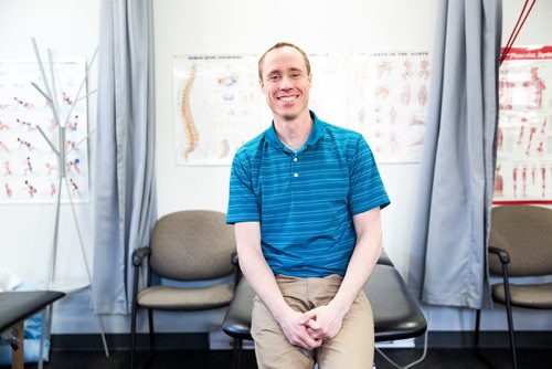 MIKAELA MACKENZIE/WINNIPEG FREE PRESS
Physiotherapist Gilbert Magne poses for a portrait at Precision Movement & Therapies clinic in Winnipeg on Thursday, April 18, 2019. 
Winnipeg Free Press 2019