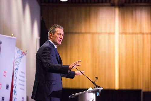 MIKAELA MACKENZIE/WINNIPEG FREE PRESS
Premier Brian Pallister speaks at a Chamber of Commerce event at the RBC Convention Centre in Winnipeg on Thursday, April 18, 2019. 
Winnipeg Free Press 2019