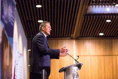 MIKAELA MACKENZIE/WINNIPEG FREE PRESS
Premier Brian Pallister speaks at a Chamber of Commerce event at the RBC Convention Centre in Winnipeg on Thursday, April 18, 2019. 
Winnipeg Free Press 2019