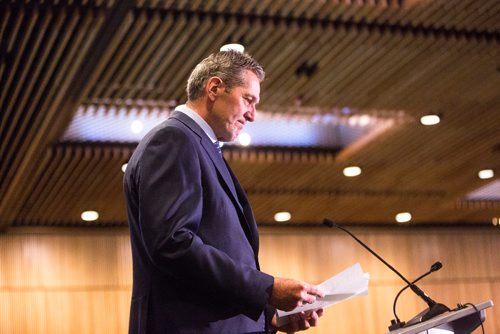 MIKAELA MACKENZIE/WINNIPEG FREE PRESS
Premier Brian Pallister speaks at a Chamber of Commerce event at the RBC Convention Centre in Winnipeg on Thursday, April 18, 2019. 
Winnipeg Free Press 2019