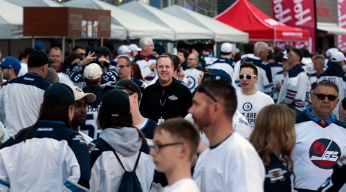 PHIL HOSSACK / WINNIPEG FREE PRESS - Party Organizer Jason Smith at the Whiteout Party Thursday. - April 18, 2019.