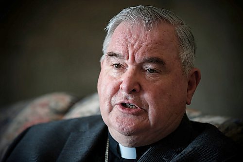 JOHN WOODS / WINNIPEG FREE PRESS
Archbishop of Winnipeg Richard Gagnon speaks to media about bombings which targeted Christians in Sri Lanka after Easter Mass at St Marys Cathedral in Winnipeg Easter Sunday, April 21, 2019.

Reporter: Rollason