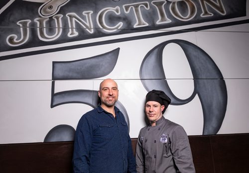 SASHA SEFTER / WINNIPEG FREE PRESS
Junction 59 Roadhouse General Manager Kris Irvine (left) and Executive Chef Ryan Glays (right). See Jill Wilson story.
190423 - Tuesday, April 23, 2019.
