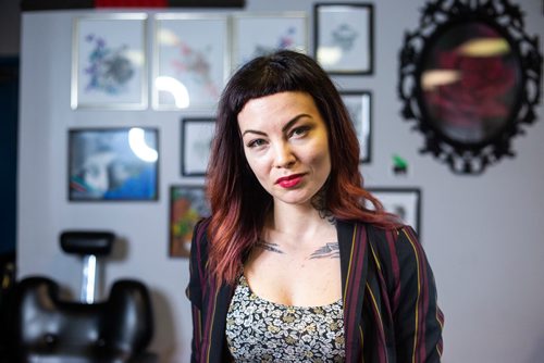 MIKAELA MACKENZIE/WINNIPEG FREE PRESS
Tattoo artist Tesia Rhind poses for a portrait at her tattoo parlour, Red Ronin, in Winnipeg on Tuesday, April 23, 2019. 
Winnipeg Free Press 2019