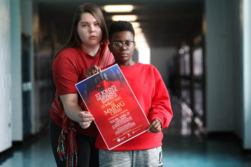 RUTH BONNEVILLE / WINNIPEG FREE PRESS 

 LOCAL  - MMIW event

Combatting the MMIWG Crisis Thursday, April 25.

St John's High School students, Shay-Ann Scott-Jolicoeur (tall) and Lukighe Kissu, both in grade 12, are spearheading  MMIWG  event called  Combatting the MMIWG Crisis, at their high school Thursday evening.  Portrait taken at St. John's in school hallway on Tuesday.

 
Alexandra Paul | Reporter


April 23, 2019