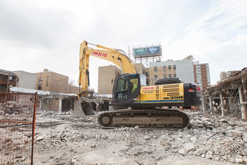 MIKE DEAL / WINNIPEG FREE PRESS
McNaught, the longtime auto dealership, shut down since 2012 and is currently being torn down. The building spent most of its 91 years as a car dealership.
190425 - Thursday, April 25, 2019.