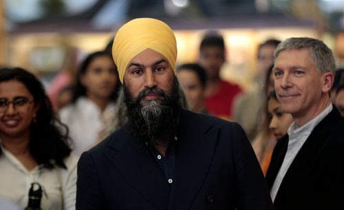 PHIL HOSSACK / WINNIPEG FREE PRESS - Jagmeet Singh enters the McNally Robinson 'atrium' to launch his new book, "Love and Courage" Thursday afternoon. See Bill Redekopp story. - April 25, 2019.