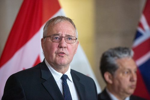 MIKAELA MACKENZIE/WINNIPEG FREE PRESS
Bill Blair, Minister of Border Security and Organized Crime Reduction announces funding for gun and gang violence prevention at the Manitoba Legislative Building in Winnipeg on Friday, April 26, 2019. For Larry Kusch story.
Winnipeg Free Press 2019