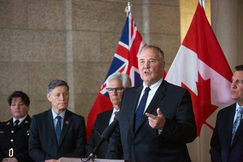 MIKAELA MACKENZIE/WINNIPEG FREE PRESS
Bill Blair, Minister of Border Security and Organized Crime Reduction responds to a question about illegal online cannabis stores at the Manitoba Legislative Building in Winnipeg on Friday, April 26, 2019. For Larry Kusch story.
Winnipeg Free Press 2019