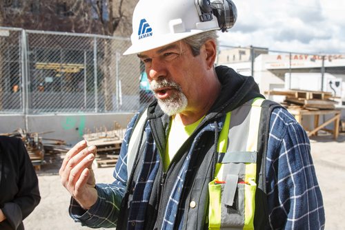 MIKE DEAL / WINNIPEG FREE PRESS
RRC are working with Akman Construction on community outreach during the on-going construction of the RRC Innovation Centre.
Wayne Brown, Site Forman and mentor, talks about making sure his crew is treated like family, helping them adjust and making sure they have someone to talk to when work and non-work related things crop up.
190426 - Friday, April 26, 2019.