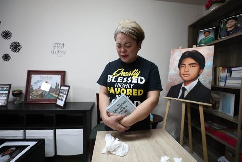 RUTH BONNEVILLE / WINNIPEG FREE PRESS 


Local, Adao Family at  Jimel's Bakery at  660 Sheppard St. location.


Emotional Photo of Imelda Adao whose son Jaime, 17 was killed on March 3 in a violent home invasion, in her office surrounded by photos of her son. 



Ashley Prest  | Reporter

April 26, 2019