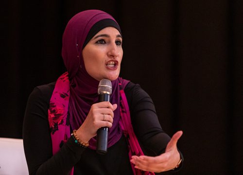 SASHA SEFTER / WINNIPEG FREE PRESS
Racial justice and civil rights activist Linda Sarsour at the Sorry Not Sorry event put on by the Social Planning Council of Winnipeg and the Canadian Muslim Women's Institute held at The Ukranian Labour Temple in Winnipeg.
190426 - Friday, April 26, 2019.