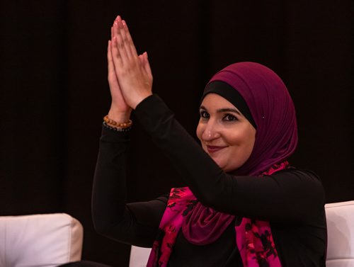 SASHA SEFTER / WINNIPEG FREE PRESS
Racial justice and civil rights activist Linda Sarsour at the Sorry Not Sorry event put on by the Social Planning Council of Winnipeg and the Canadian Muslim Women's Institute held at The Ukranian Labour Temple in Winnipeg.
190426 - Friday, April 26, 2019.