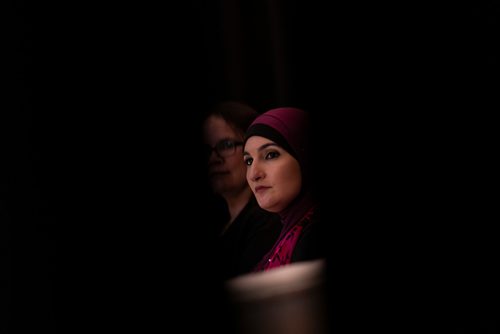 SASHA SEFTER / WINNIPEG FREE PRESS
Racial justice and civil rights activist Linda Sarsour at the Sorry Not Sorry event put on by the Social Planning Council of Winnipeg and the Canadian Muslim Women's Institute held at The Ukranian Labour Temple in Winnipeg.
190426 - Friday, April 26, 2019.