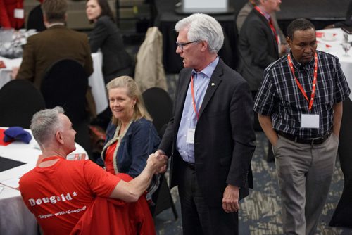 MIKE DEAL / WINNIPEG FREE PRESS
MP and Minister of International Trade Diversification talks to supporters during the lunch hour keynote at the Radisson Hotel Saturday.
Manitoba Liberal Party held its annual convention in conjunction with the Federal Liberal Party of Canada (Manitoba)'s Biennial Convention at the Radisson Hotel Saturday. 
190427 - Saturday, April 27, 2019.
