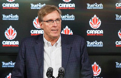 MIKE DEAL / WINNIPEG FREE PRESS
During a press event at Bell MTS Place Monday afternoon Glen Grunwald, President & CEO, Canada Basketball announced that the Senior Men's National Team will face Nigeria at Bell MTS Place in Winnipeg on Friday, August 9.
190429 - Monday, April 29, 2019.