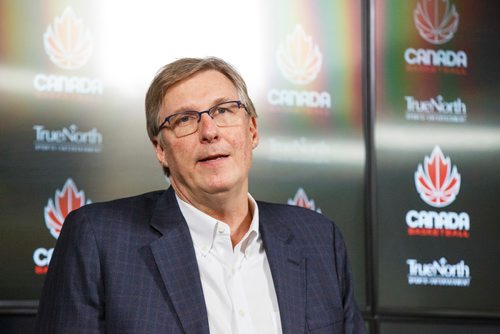 MIKE DEAL / WINNIPEG FREE PRESS
During a press event at Bell MTS Place Monday afternoon Glen Grunwald, President & CEO, Canada Basketball announced that the Senior Men's National Team will face Nigeria at Bell MTS Place in Winnipeg on Friday, August 9.
190429 - Monday, April 29, 2019.