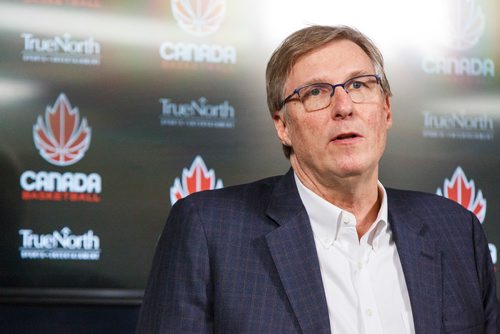 MIKE DEAL / WINNIPEG FREE PRESS
During a press event at Bell MTS Place Monday afternoon Glen Grunwald, President & CEO, Canada Basketball announced that the Senior Men's National Team will face Nigeria at Bell MTS Place in Winnipeg on Friday, August 9.
190429 - Monday, April 29, 2019.