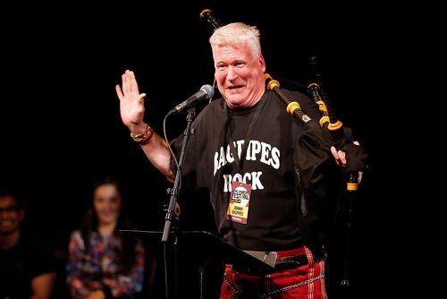 Johnny Bagpipes performs at the Winnipeg Comedy Festival show Your Hoods A Joke at The Gas Station Theatre in Winnipeg Monday, April 29, 2019. .

Reporter: ?