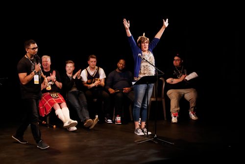 Lara Rae performs at the Winnipeg Comedy Festival show Your Hoods A Joke at The Gas Station Theatre in Winnipeg Monday, April 29, 2019. .

Reporter: ?