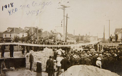 
Images from the AUUC-WBA Archives of the Ukrainian Labour Temple construction in 1918.
A ceremony dedicating the cornerstone for the ULT under construction in 1918.
190430 - Tuesday, April 30, 2019.