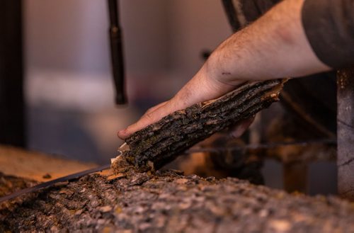 SASHA SEFTER / WINNIPEG FREE PRESS
Owner of WPG Timber Co. Mike McGarry repairs a saw blade while processing diseased ash trees into usable lumber in his warehouse in Winnipeg's Chevrier neighbourhood.
190501 - Wednesday, May 01, 2019.