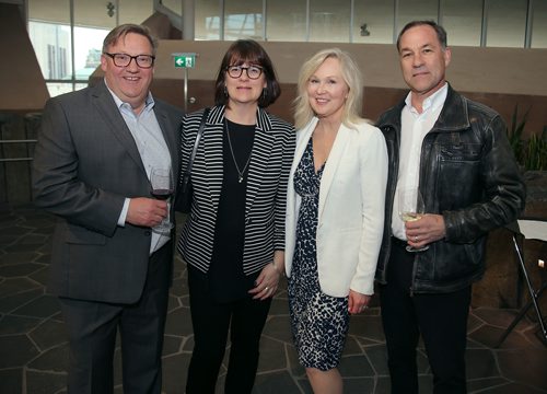 JASON HALSTEAD / WINNIPEG FREE PRESS

L-R: Ralph Guy, Kris Owen, Nancy Hunsberger and John Hunsberger of event sponsor High Road Property Services at Pulford Community Living Services' Pairings With Pulford fundraising event at the Canadian Museum for Human Rights on April 5, 2019. (See Social Page)