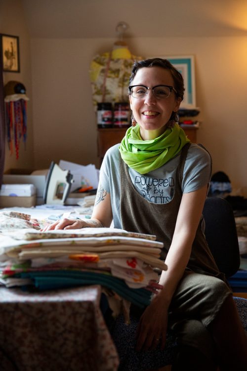 MIKAELA MACKENZIE/WINNIPEG FREE PRESS
Andee Penner, the creative behind Sew Dandee, in her studio in Winnipeg on Thursday, May 2, 2019. Penner focusses on environmentally sustainable, reusable products with a quirky local twist. For Dave Sanderson story.
Winnipeg Free Press 2019