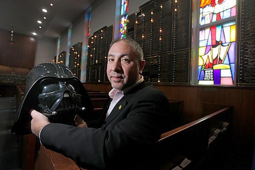 PHIL HOSSACK / WINNIPEG FREE PRESS - Rabbi Anibal Mass poses with his Darth Vader Helmet, see Brenda Suderman's story. - May2, 2019.