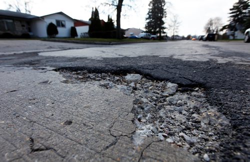 PHIL HOSSACK / WINNIPEG FREE PRESS - Stardust ave between McPhillips and Watson street is on the list to be repaired in the city budget.  - May2, 2019.