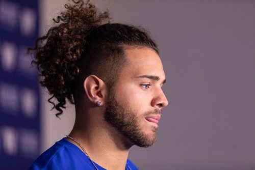 SASHA SEFTER / WINNIPEG FREE PRESS
Winnipeg Blue Bombers 14th overall pick in Thursday nights CFL Draft Brady Oliveira introduces himself to the media at Investors Group Field.
190503 - Friday, May 03, 2019.