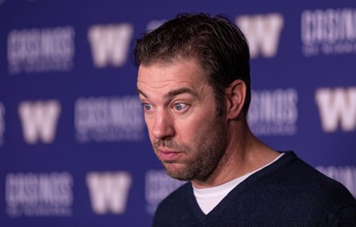 SASHA SEFTER / WINNIPEG FREE PRESS
Winnipeg Blue Bombers General Manager Kyle Walters discuses the outcome of the CFL Draft with media at Investors Group Field.
190503 - Friday, May 03, 2019.