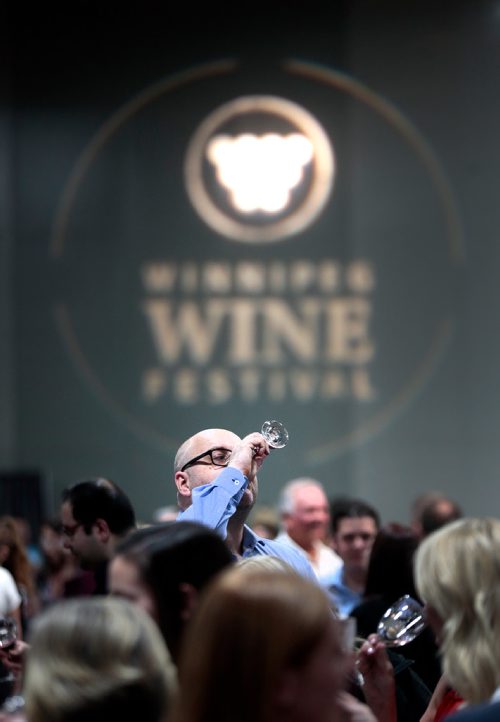 PHIL HOSSACK / WINNIPEG FREE PRESS  - Wine Connoisseurs  by the thousands lined up filed in and bellied up to the tasting tables at the Annual Winnipeg Wine Festival Friday night. STAND UP, see release. - May 3, 2019.