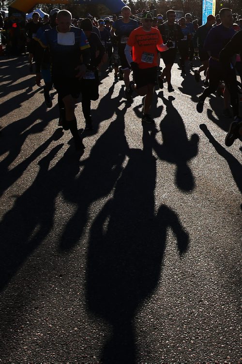 JOHN WOODS / WINNIPEG FREE PRESS
Runners head out at the start of the Winnipeg Police Service Half Marathon at Assiniboine Park in Winnipeg Sunday, May 5, 2019.

Reporter: Alex