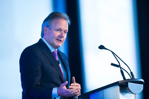 MIKAELA MACKENZIE / WINNIPEG FREE PRESS
 Stephen Poloz, governor of the Bank of Canada, speaks at Chamber of Commerce event at the RBC Convention Centre in Winnipeg on Monday, May 6, 2019. For Martin Cash story.
Winnipeg Free Press 2019.