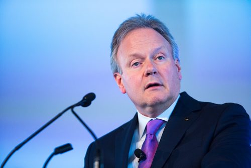 MIKAELA MACKENZIE / WINNIPEG FREE PRESS
 Stephen Poloz, governor of the Bank of Canada, speaks at Chamber of Commerce event at the RBC Convention Centre in Winnipeg on Monday, May 6, 2019. For Martin Cash story.
Winnipeg Free Press 2019.