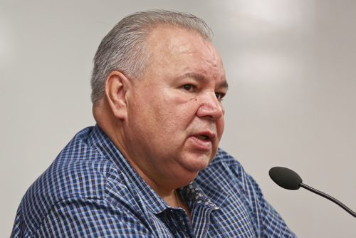 MIKE DEAL / WINNIPEG FREE PRESS
David Chartrand, President, MMF, speaks about the results from a recent study assessing the school readiness of Métis children in Manitoba during an event held at the MMF, 150 Henry Avenue, Tuesday morning. 
190507 - Tuesday, May 7, 2019
