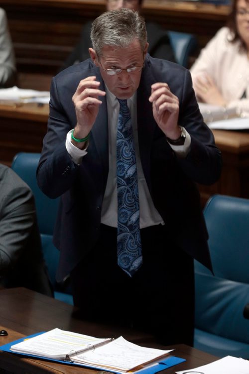 PHIL HOSSACK / WINNIPEG FREE PRESS - Premier Brian Pallister speaks as MLA's gathered  in session at Question Period Tuesday. See Larry Kusch story.  - May 7, 2019.