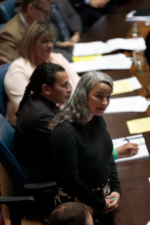 PHIL HOSSACK / WINNIPEG FREE PRESS - NDP Nahanni Fontaine challenges Premier Brian Pallister on consultant fees as MLA's gathered  in session at Question Period Tuesday. See Larry Kusch story.  - May 7, 2019.