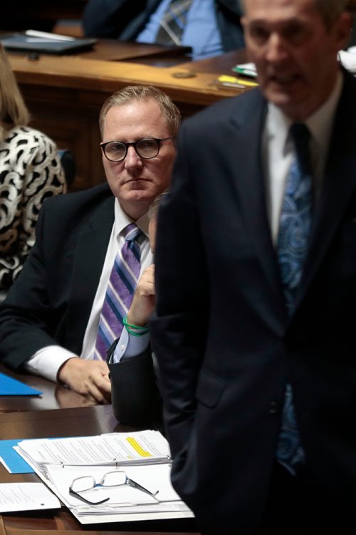 PHIL HOSSACK / WINNIPEG FREE PRESS - Minister of Finance Scott Fielding as MLA's gathered  in session at Question Period Tuesday. See Larry Kusch story.  - May 7, 2019.