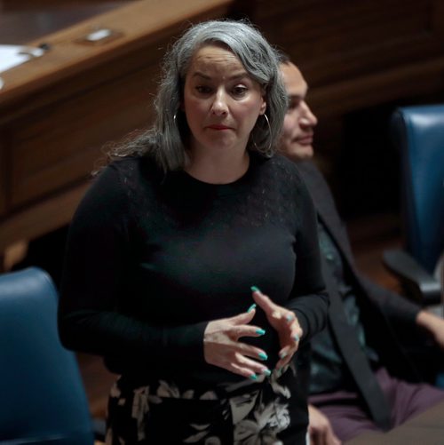 PHIL HOSSACK / WINNIPEG FREE PRESS - NDP Nahanni Fontaine challenges Premier Brian Pallister on consultant fees as MLA's gathered  in session at Question Period Tuesday. See Larry Kusch story.  - May 7, 2019.