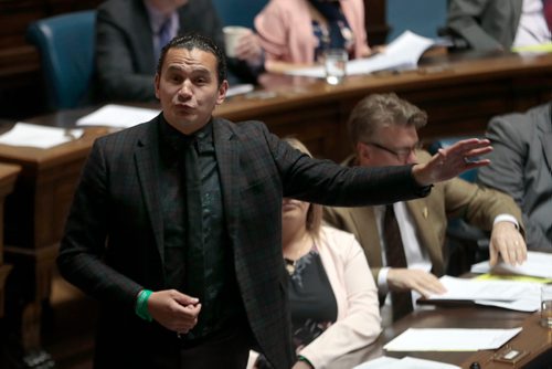 PHIL HOSSACK / WINNIPEG FREE PRESS - Opposition NDP Leader Was Kinew speaks as MLA's gathered  in session at Question Period Tuesday. See Larry Kusch story.  - May 7, 2019.