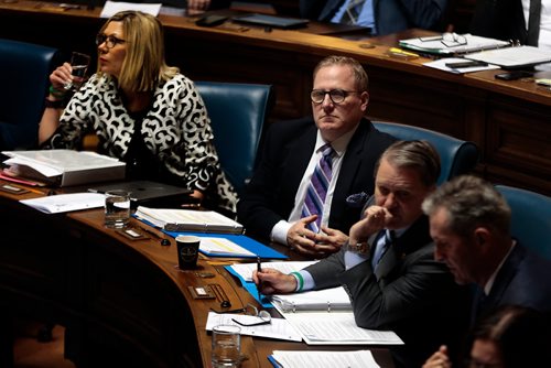 PHIL HOSSACK / WINNIPEG FREE PRESS - Minister of Finance Scott Fielding as MLA's gathered  in session at Question Period Tuesday. See Larry Kusch story.  - May 7, 2019.