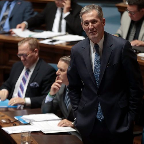 PHIL HOSSACK / WINNIPEG FREE PRESS - Premier Brian Pallister speaks as MLA's gathered  in session at Question Period Tuesday. See Larry Kusch story.  - May 7, 2019.