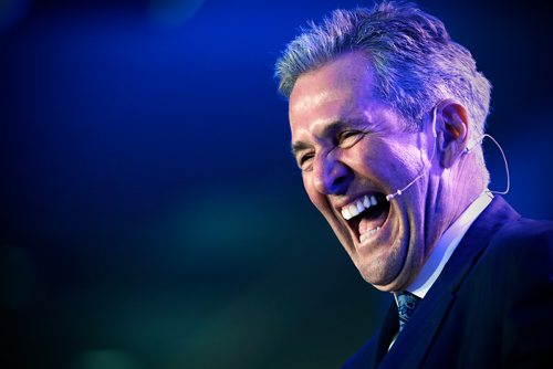 JOHN WOODS / WINNIPEG FREE PRESS
Premier Brian Pallister talks to party faithful at the Blue Skies fundraising dinner at Victoria Inn in Winnipeg Tuesday, May 7, 2019.

Reporter: Allen