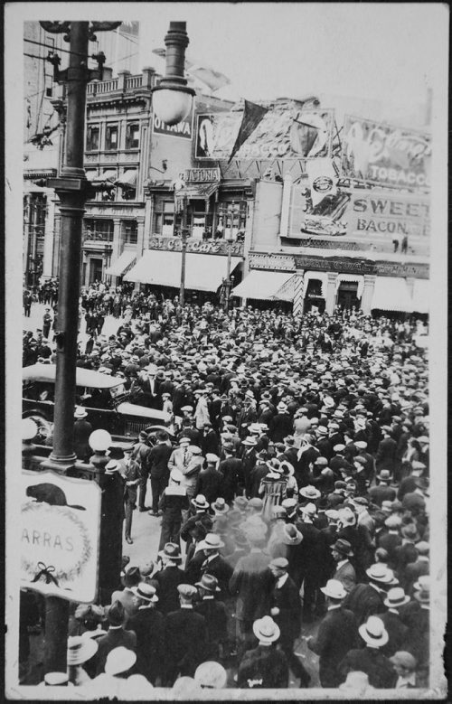Archives of Manitoba
R v. Ivens exhibit 897
June 10, 1919
"Crowd at Portage and Main"


Winnipeg General Strike, 1919